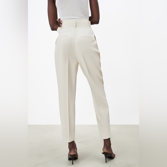 Zara ecru high waisted belted fabric pants blogger favorite - Picture 11 of 12